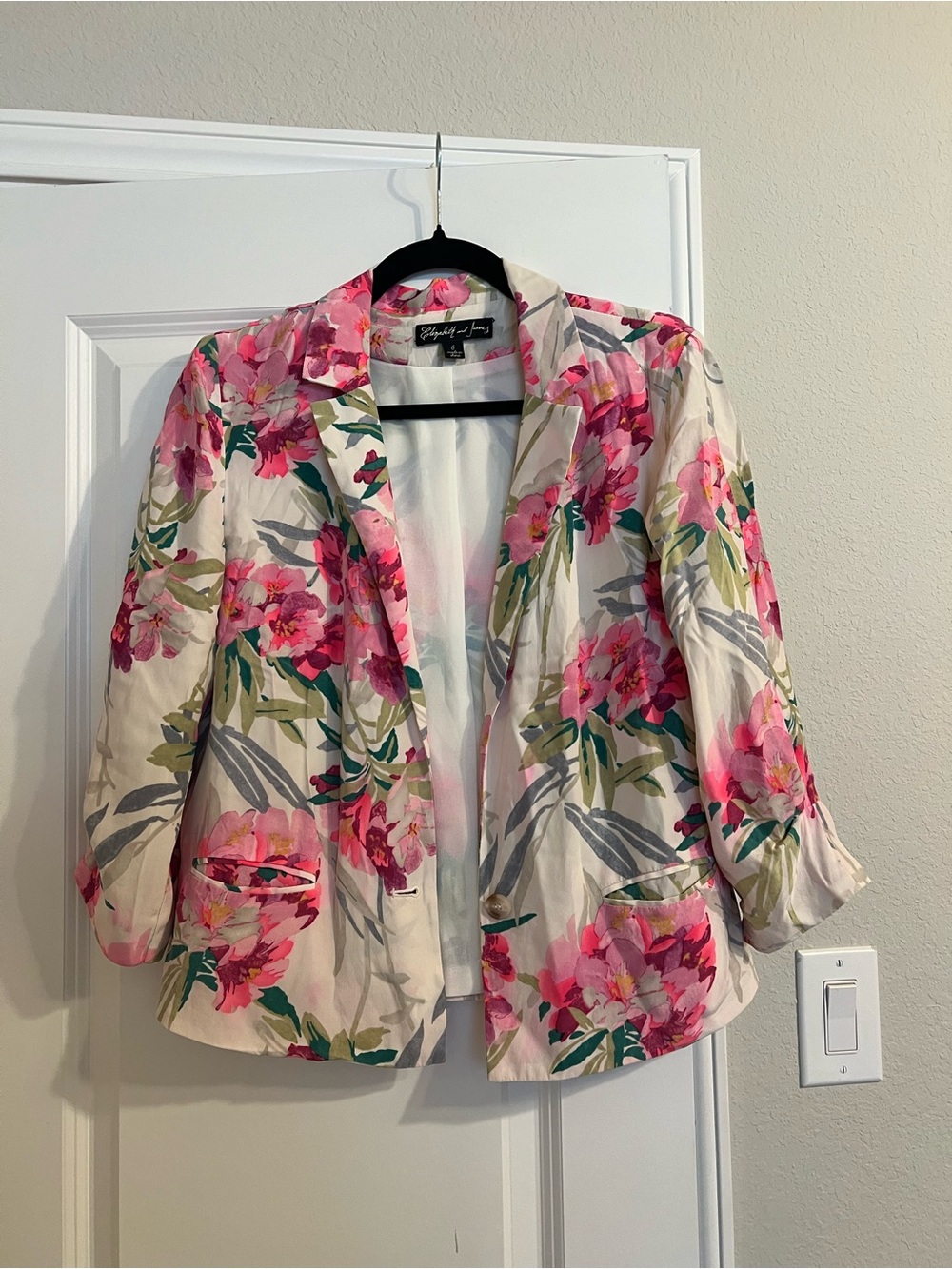 Elizabeth and James Pink Floral Cream Blazer